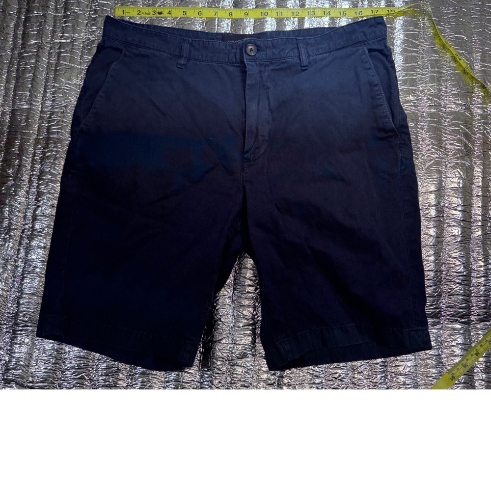 John Varvatos USA Men's 34 Navy Blue Cotton Flat Front Casual Chino Shorts